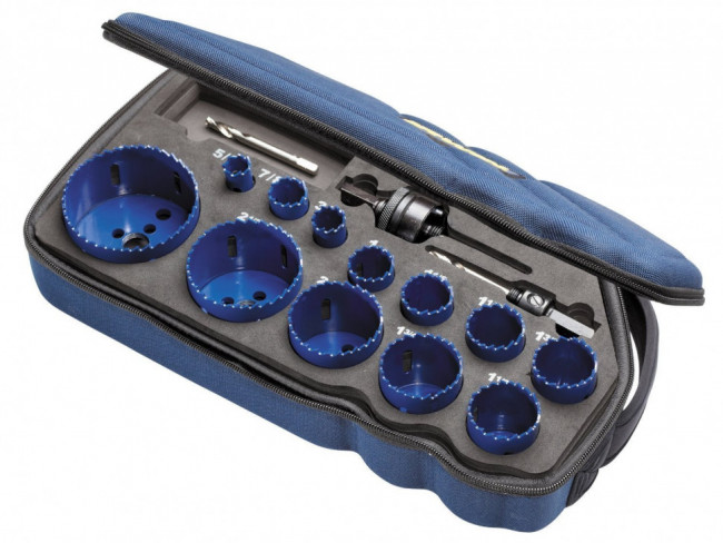 Набор биметаллических коронок IRWIN 1200G, диаметр 16,19,22,25,29,32,38,44,51,64,76 мм, 2 адаптера и 3 центр. сверла ( 10506444 )