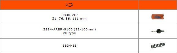 Набор биметаллических коронок 51-111/38 мм, BAHCO, ( 3834-SET-42 ) Набор биметаллических коронок 51-111/38 мм, BAHCO, ( 3834-SET-42 )